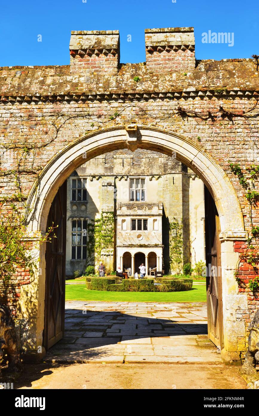 Cranborne Manor House and gateway. The manor house features as Manderley in the 2020 Netflix TV production of Daphne du Maurier's novel 'Rebecca' Stock Photo