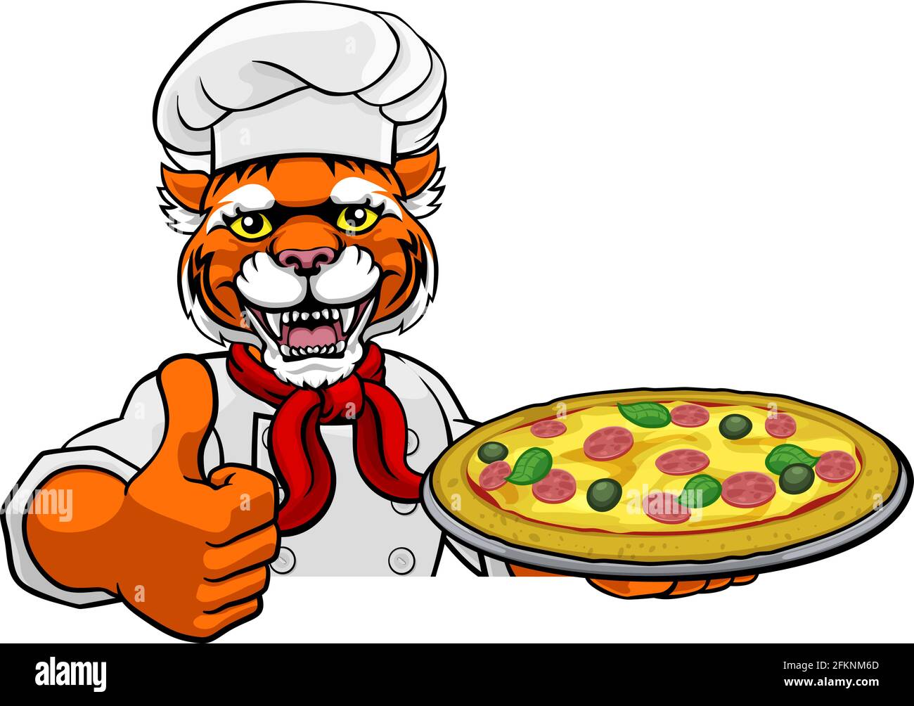 Tiger Pizza Chef Cartoon Restaurant Mascot Sign Stock Vector Image ...