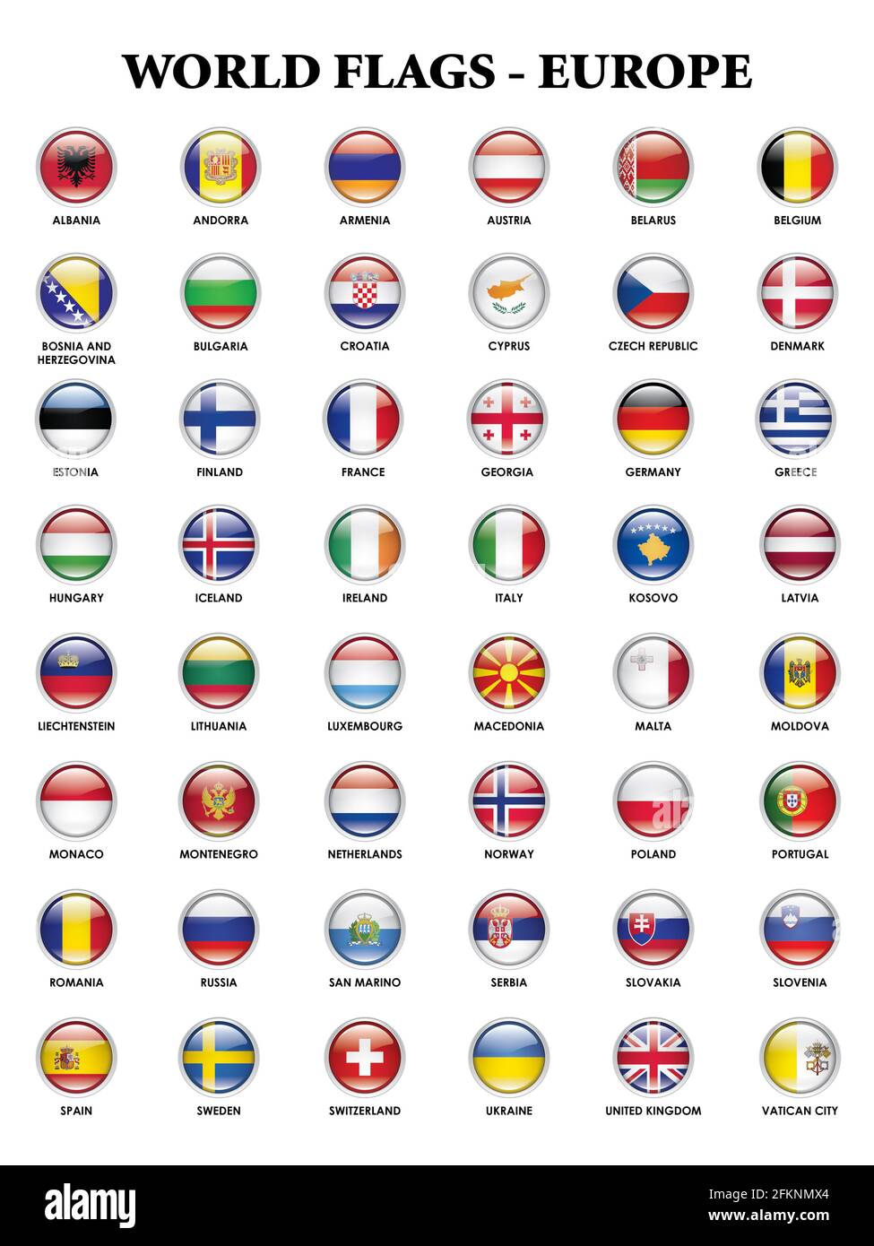 Alphabetical country flags for the continent of Europe Stock Photo