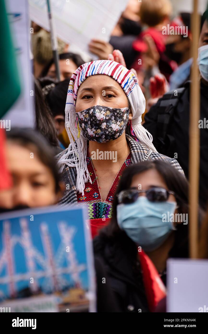 London, UK. 2 May 2021. Global Myanmar protest against the military government in Myanmar and in favor of the National Unity Government Stock Photo