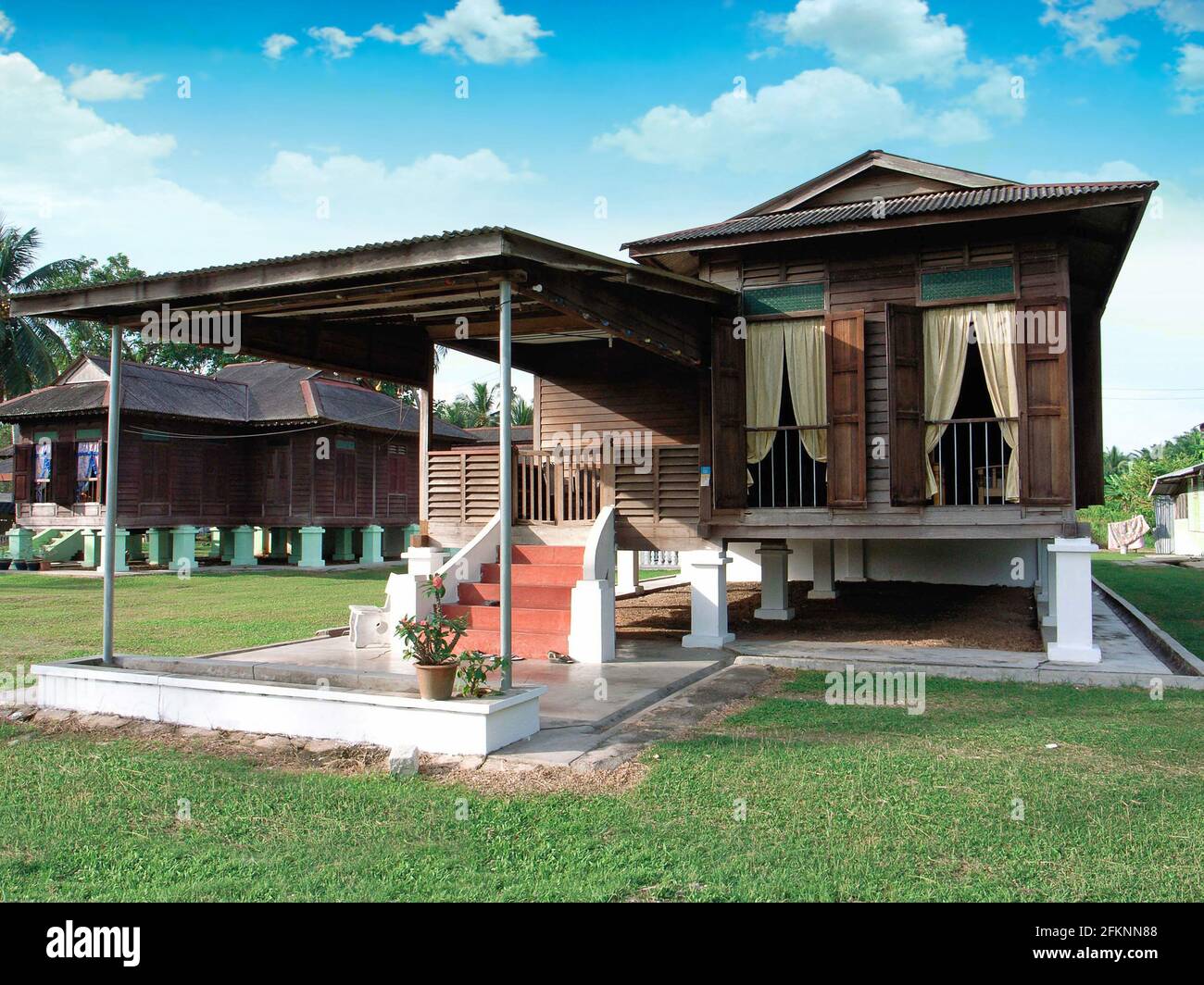 Traditional malay wooden house in village Stock Photo Alamy