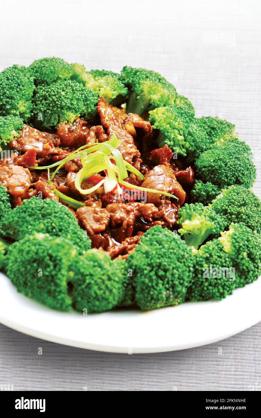 Stir fried meat with broccoli Stock Photo