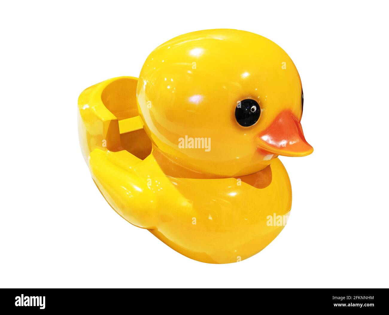 Yellow duck kiddie rides isolated on white background Stock Photo