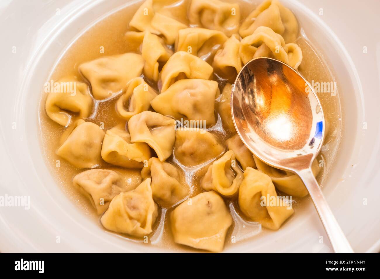Tortellini in Brodo, Traditional Dish from Bologna, Italy, Pasta in Broth Stock Photo