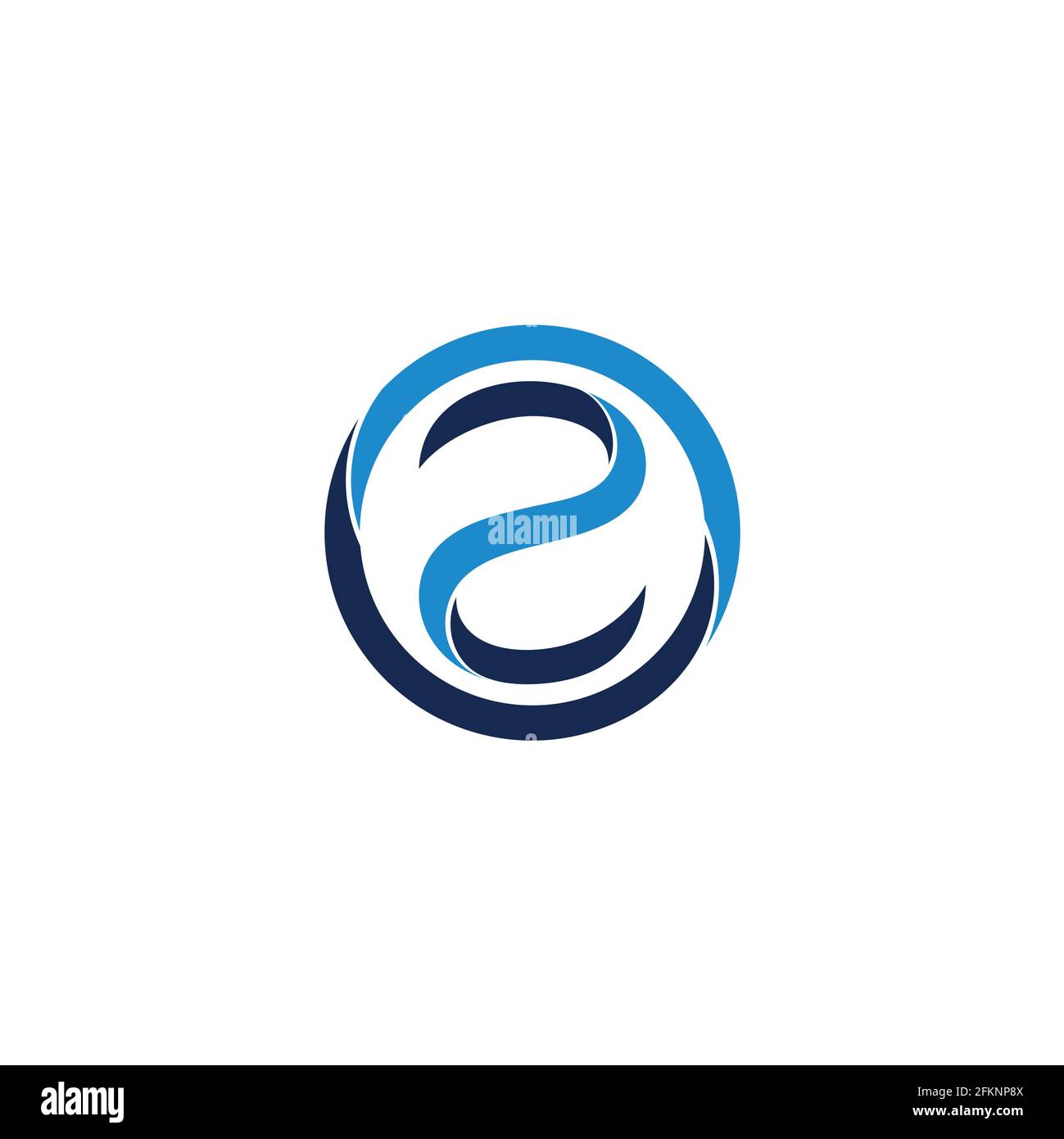 number 2 circle 3d flat shadow geometric logo vector Stock Vector Image