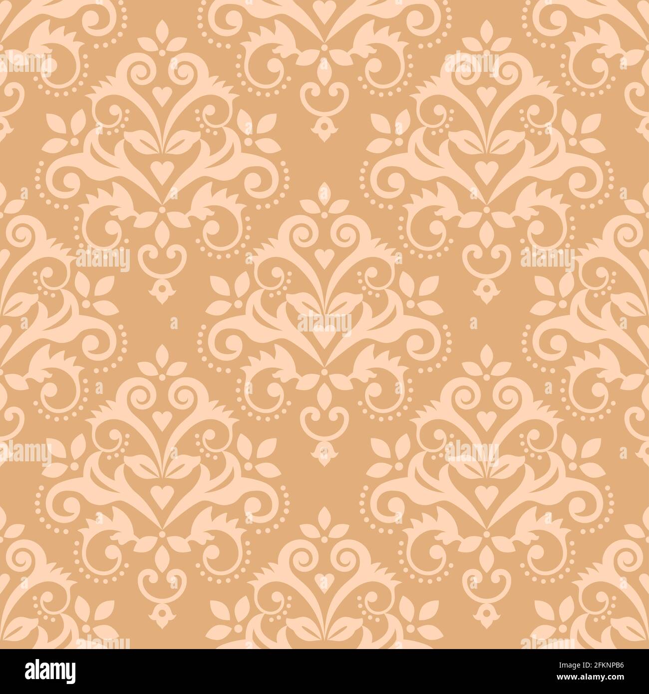 Damask tiled classic wallpaper, textile or fabric print pattern, traditional vector design with floral motif Stock Vector