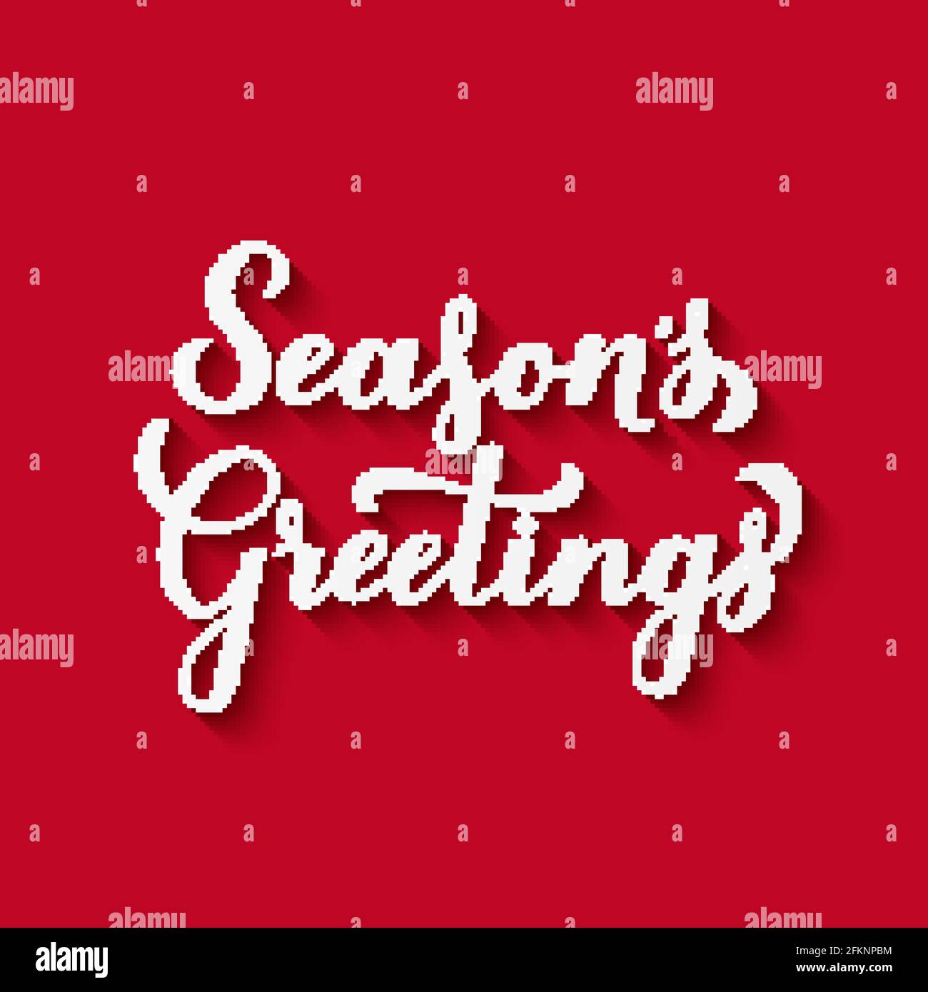 Season s Greetings calligraphy hand lettering with shadow on red ...