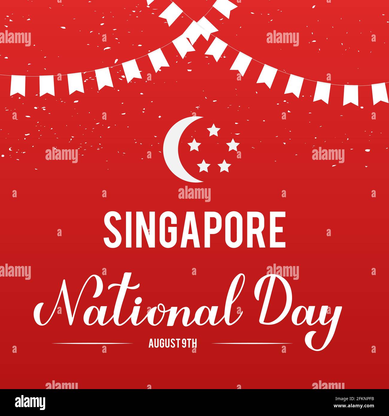 Singapore National Day calligraphy hand lettering. Singapore Independence Day typography poster. Vector template for banner, flyer, sticker, greeting Stock Vector