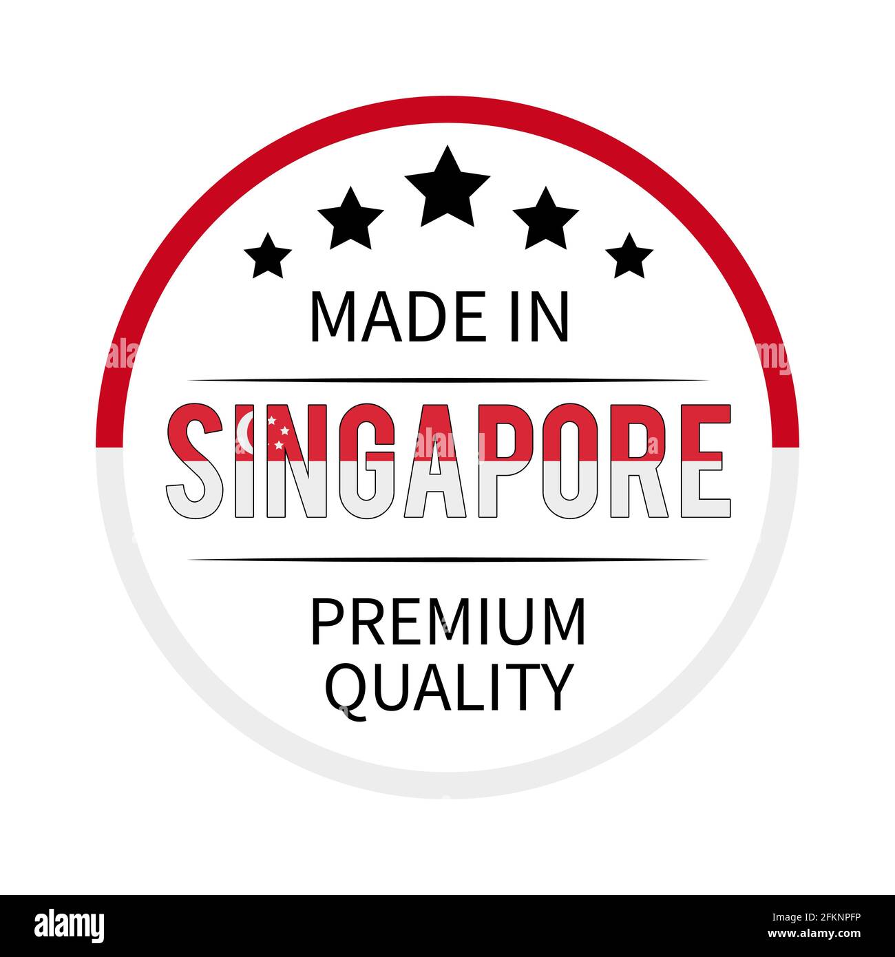 Made in Singapore round label. Quality mark vector icon. Perfect for logo design, tags, badges, stickers, emblem, product packaging, etc. Stock Vector