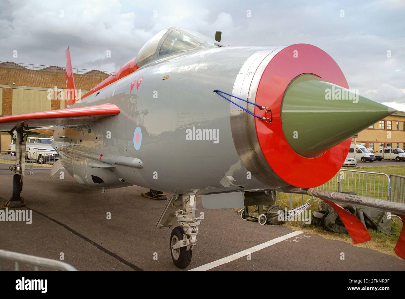 English Electric Lightning F6 fighter jet plane XR770, restored and on display at RAF Waddington, Lincolnshire, UK Stock Photo