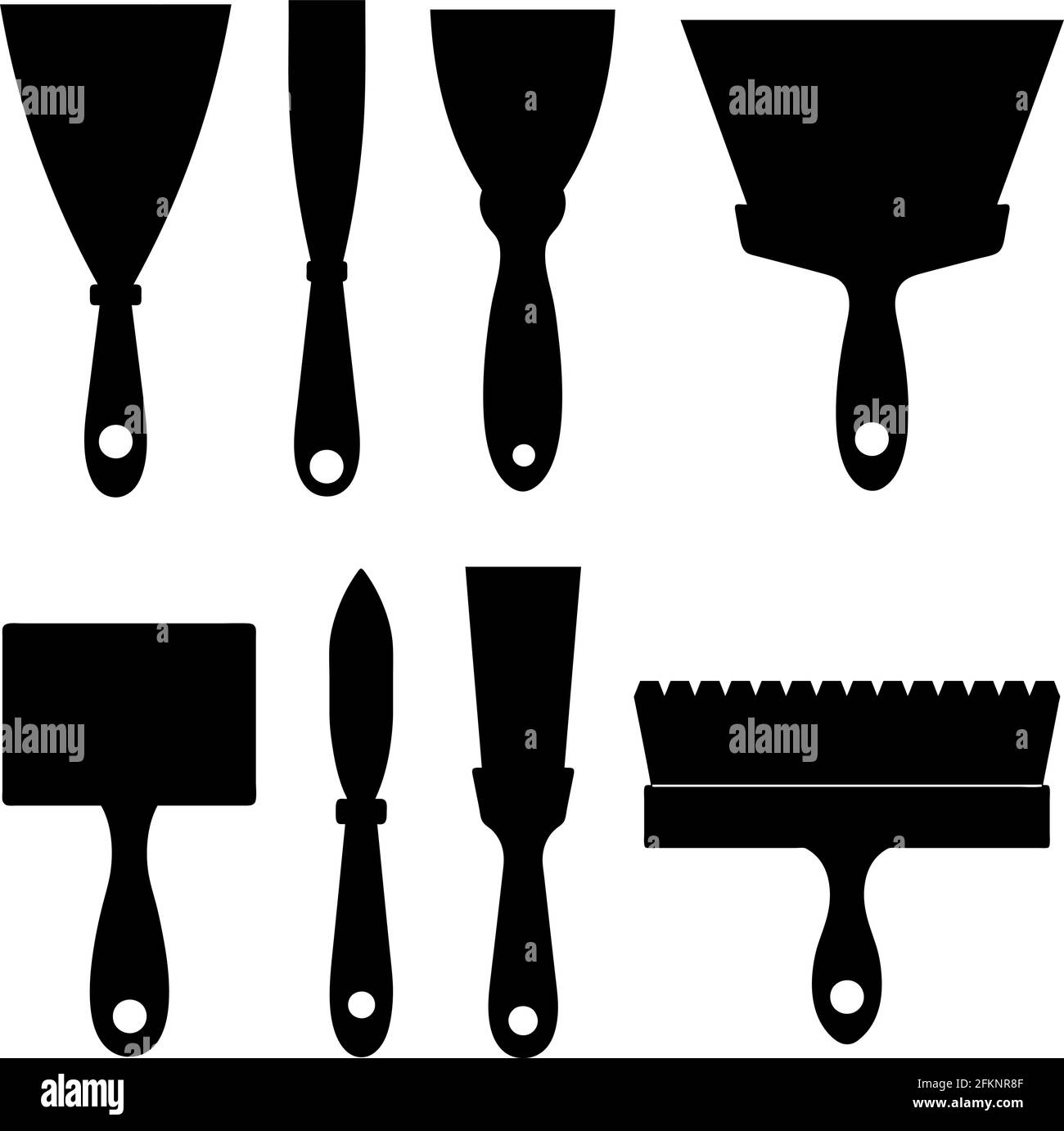 Illustration of different construction spatulas isolated on white Stock
