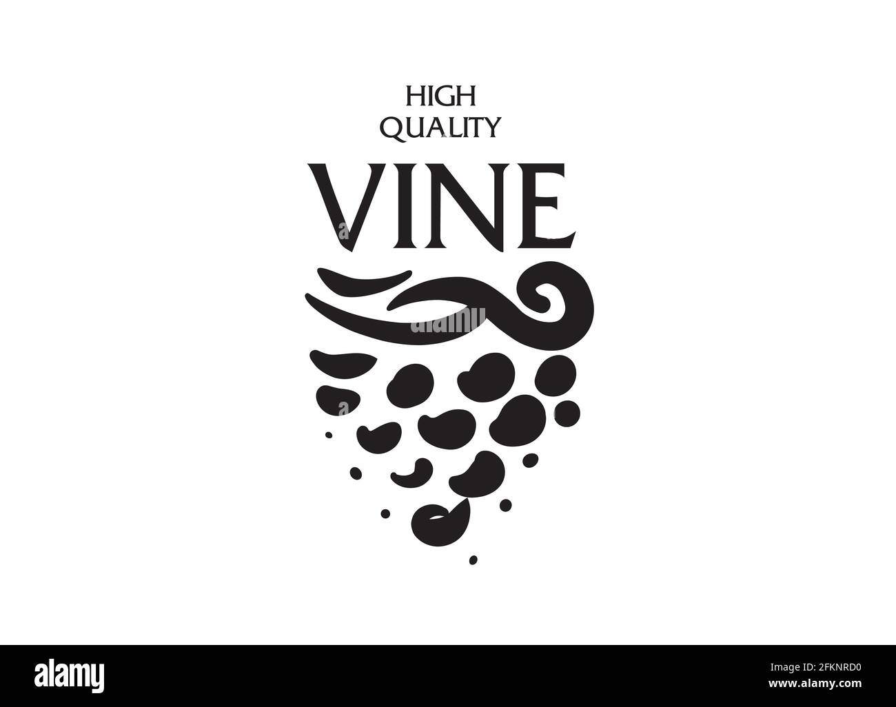 Vector logo drawn by hand. Bunch of grapes for making wine Stock Vector
