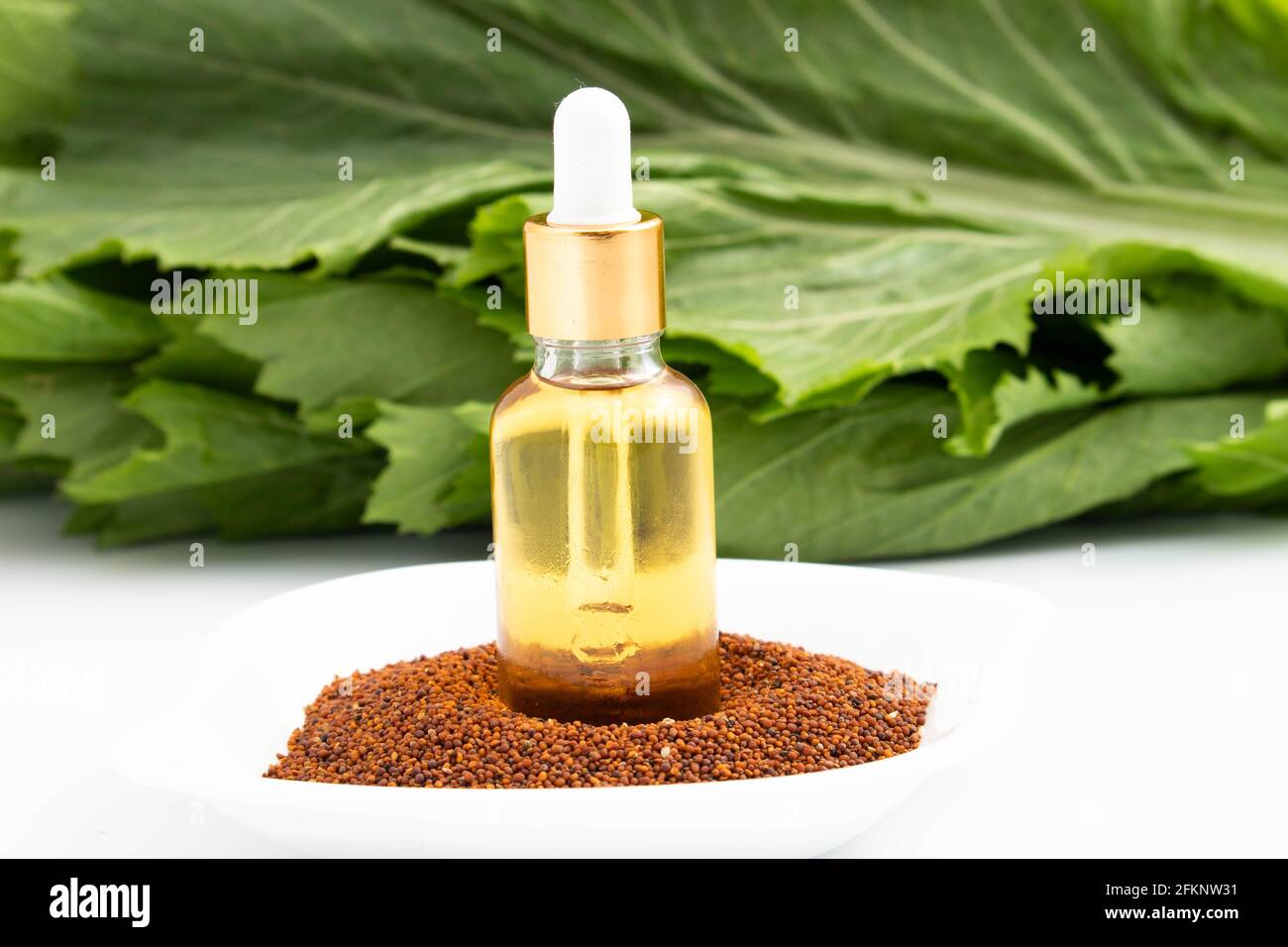 Essential Oil Of Brown Sarson Or Chinese Black Mustard Rai Raya Or Raai Saag Also Known As