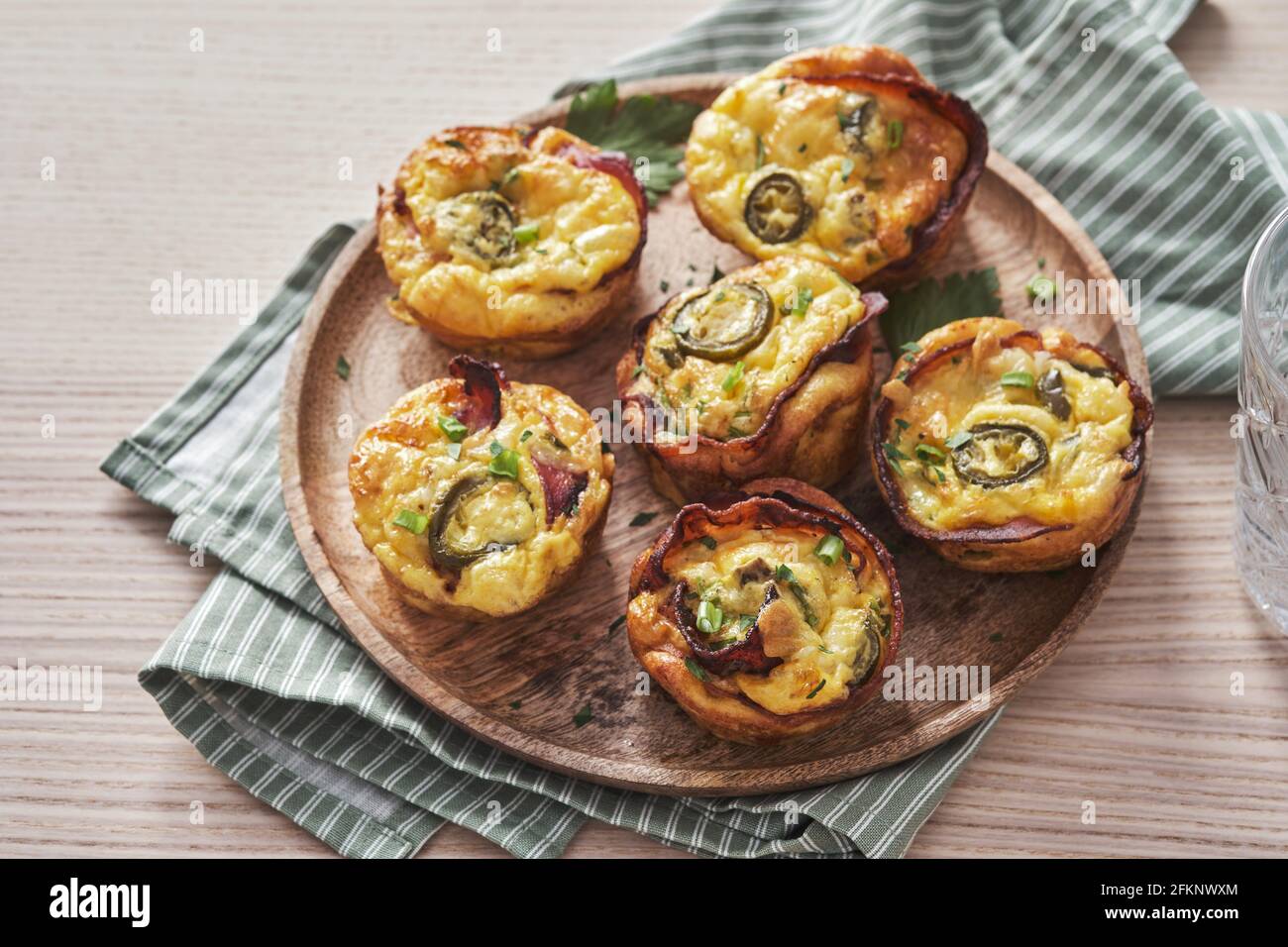 Bacon egg muffins with jalapeno, low carbs, ketogenic food Stock Photo