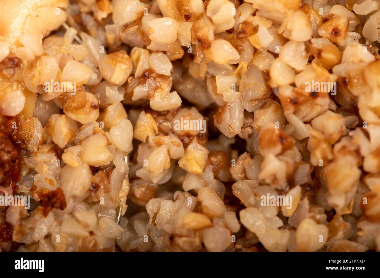 Boiled buckwheat porridge. Traditional grits of Russian cuisine