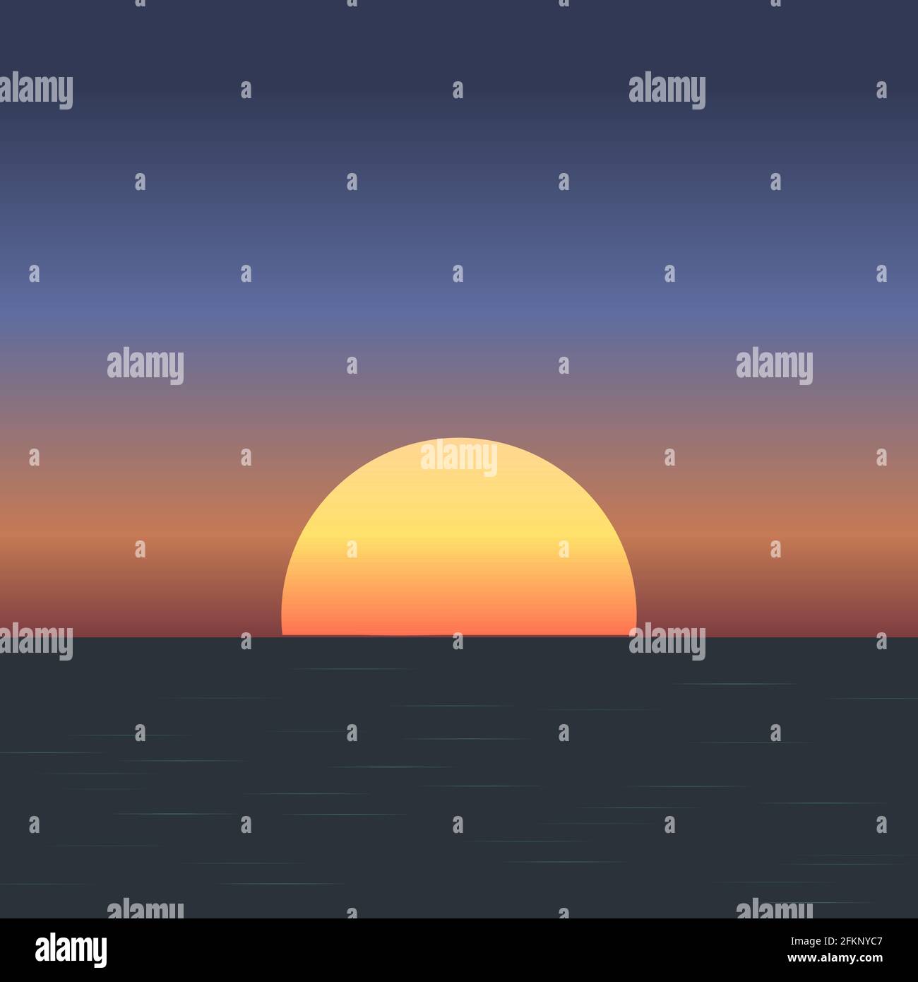 Sunset in the sea. Vector illustration Stock Vector Image & Art - Alamy