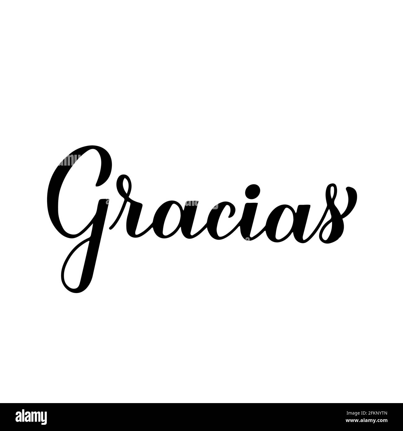 Thank you calligraphy hand lettering in Spanish language isolated on white background. Vector template for wedding thank you card, tag, banner, poster Stock Vector