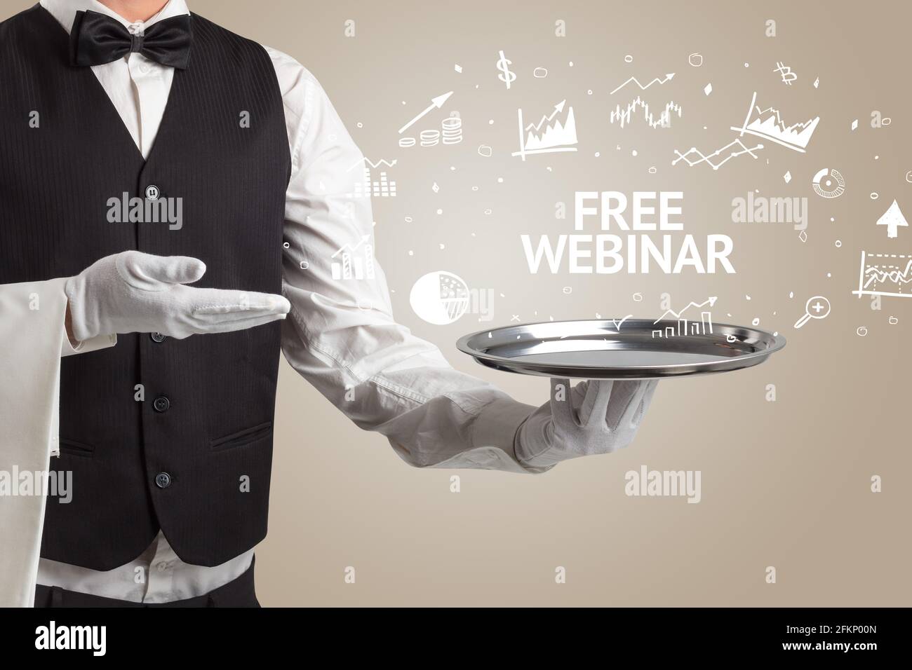 Waiter serving business idea concept Stock Photo