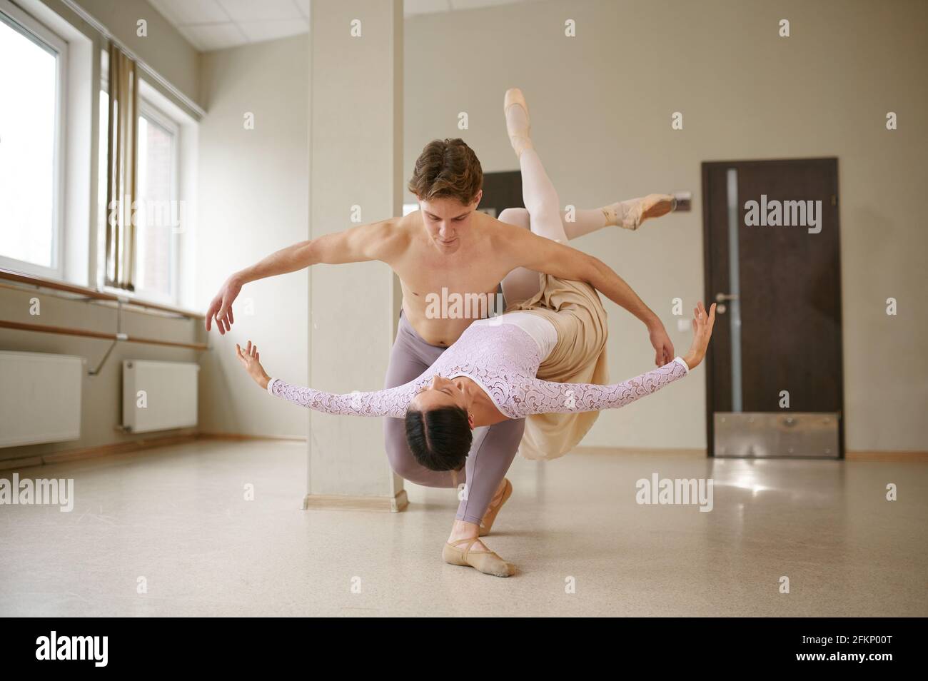 Couple of ballet dancers, dancing in action Stock Photo
