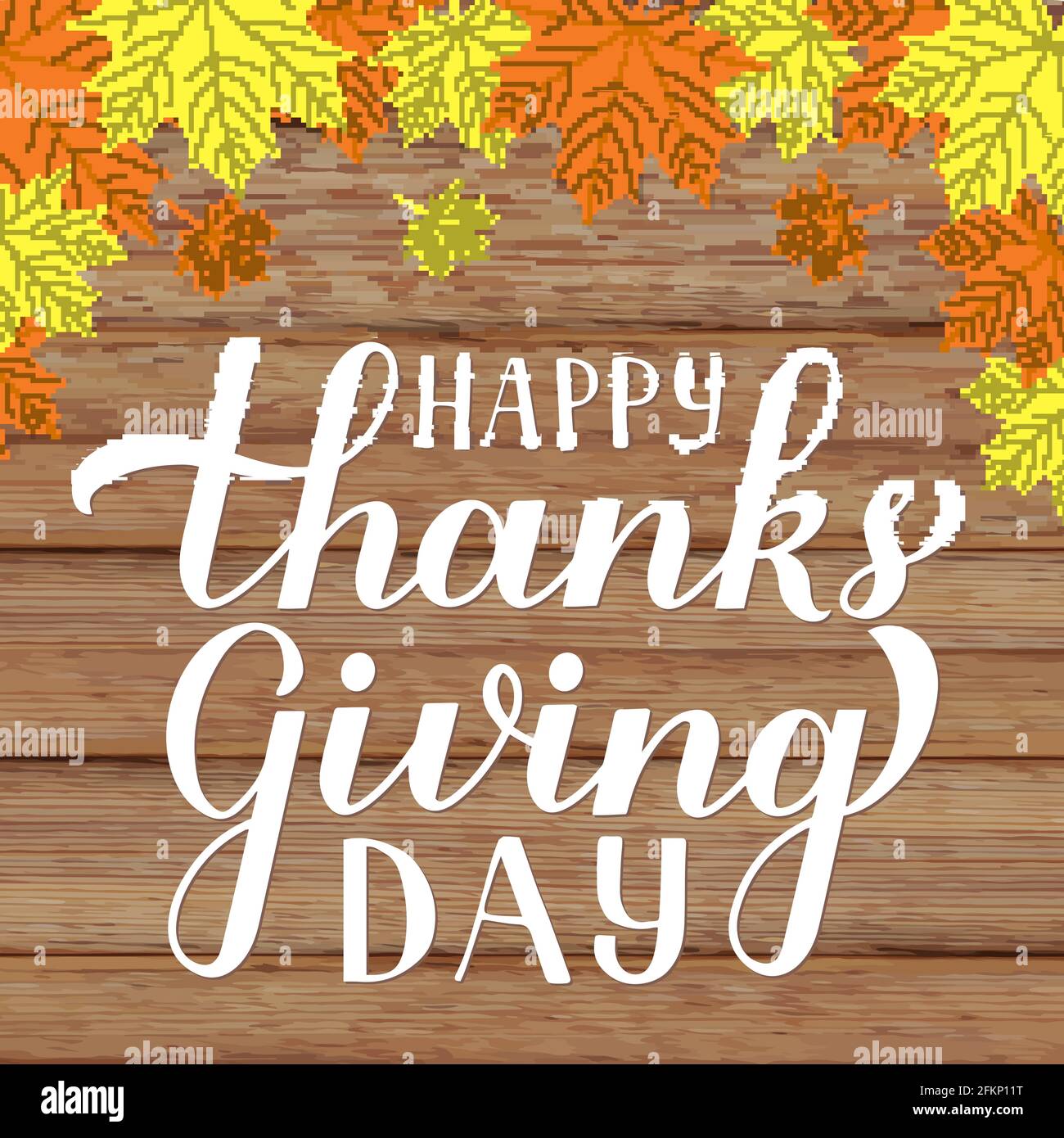 Happy Thanksgiving Day modern calligraphy brush lettering with fall ...