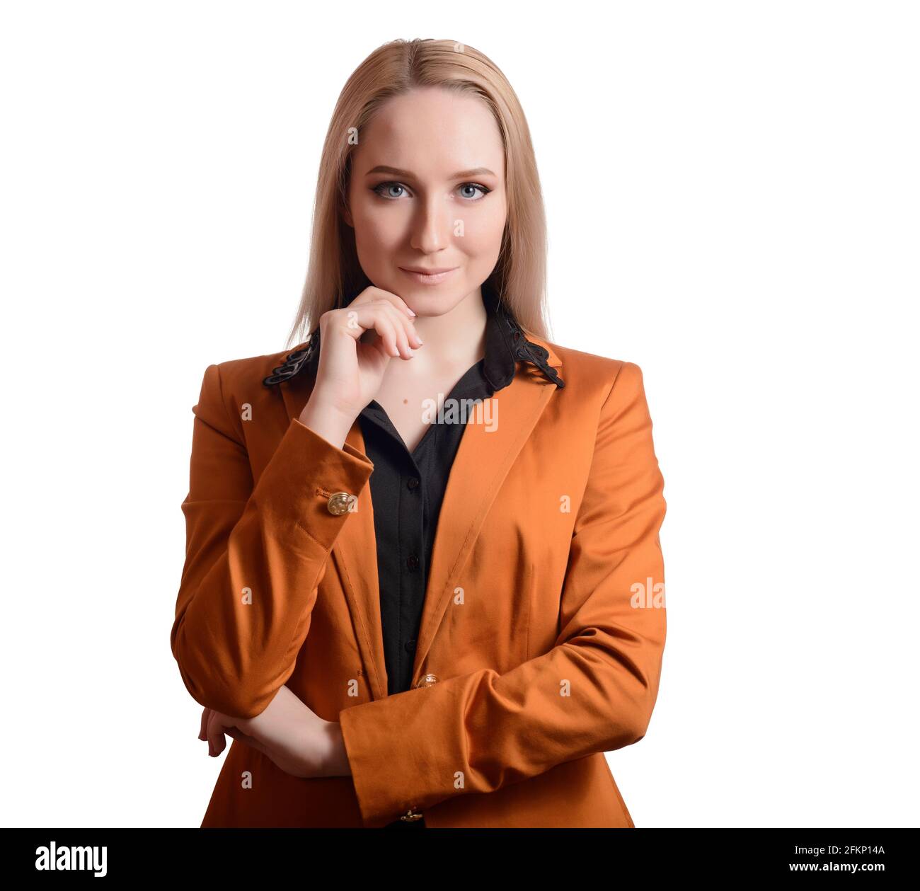 Business woman portrait in suit. Isolated on white Stock Photo - Alamy