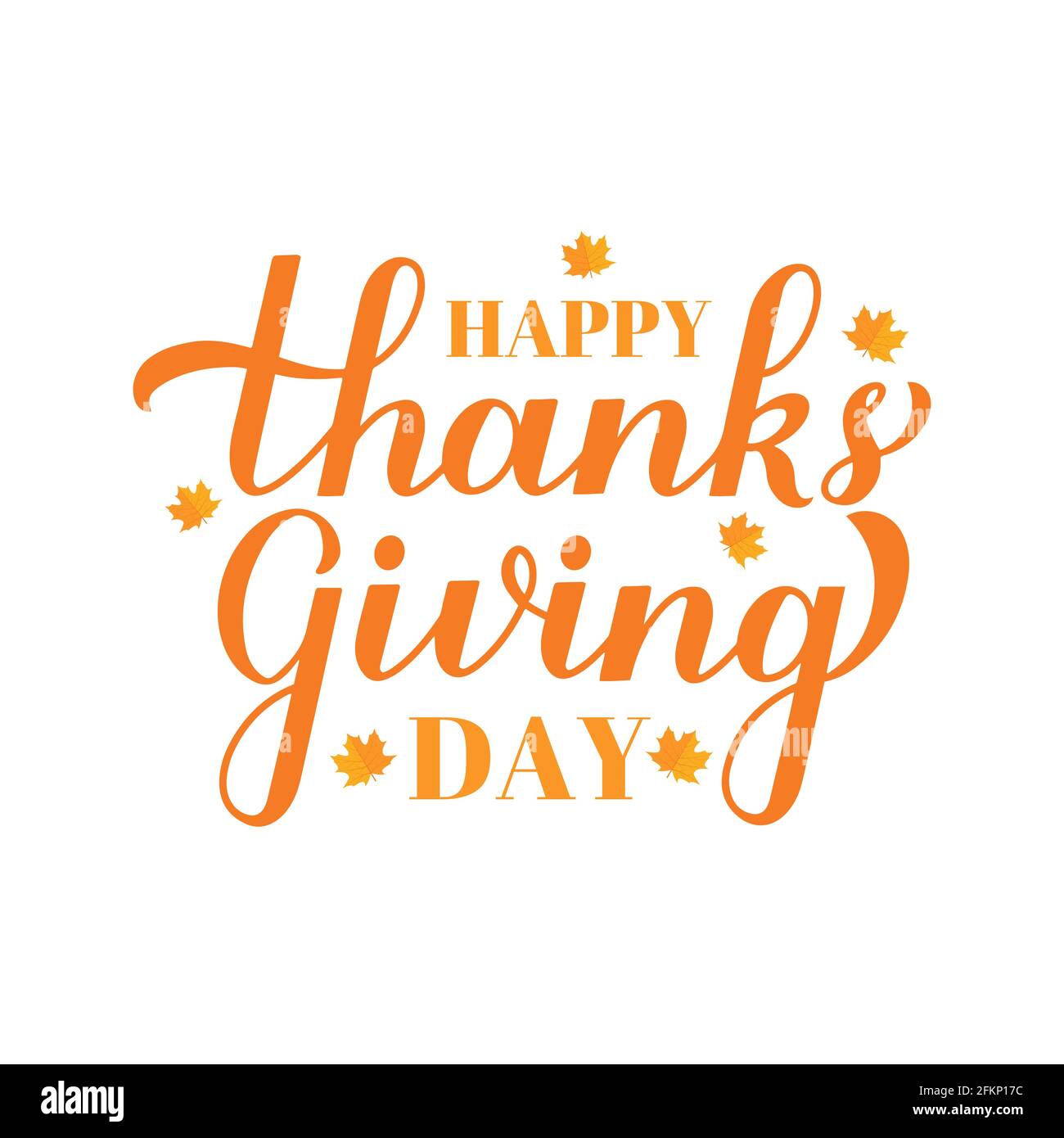 Happy Thanksgiving Day modern calligraphy brush lettering with fall ...