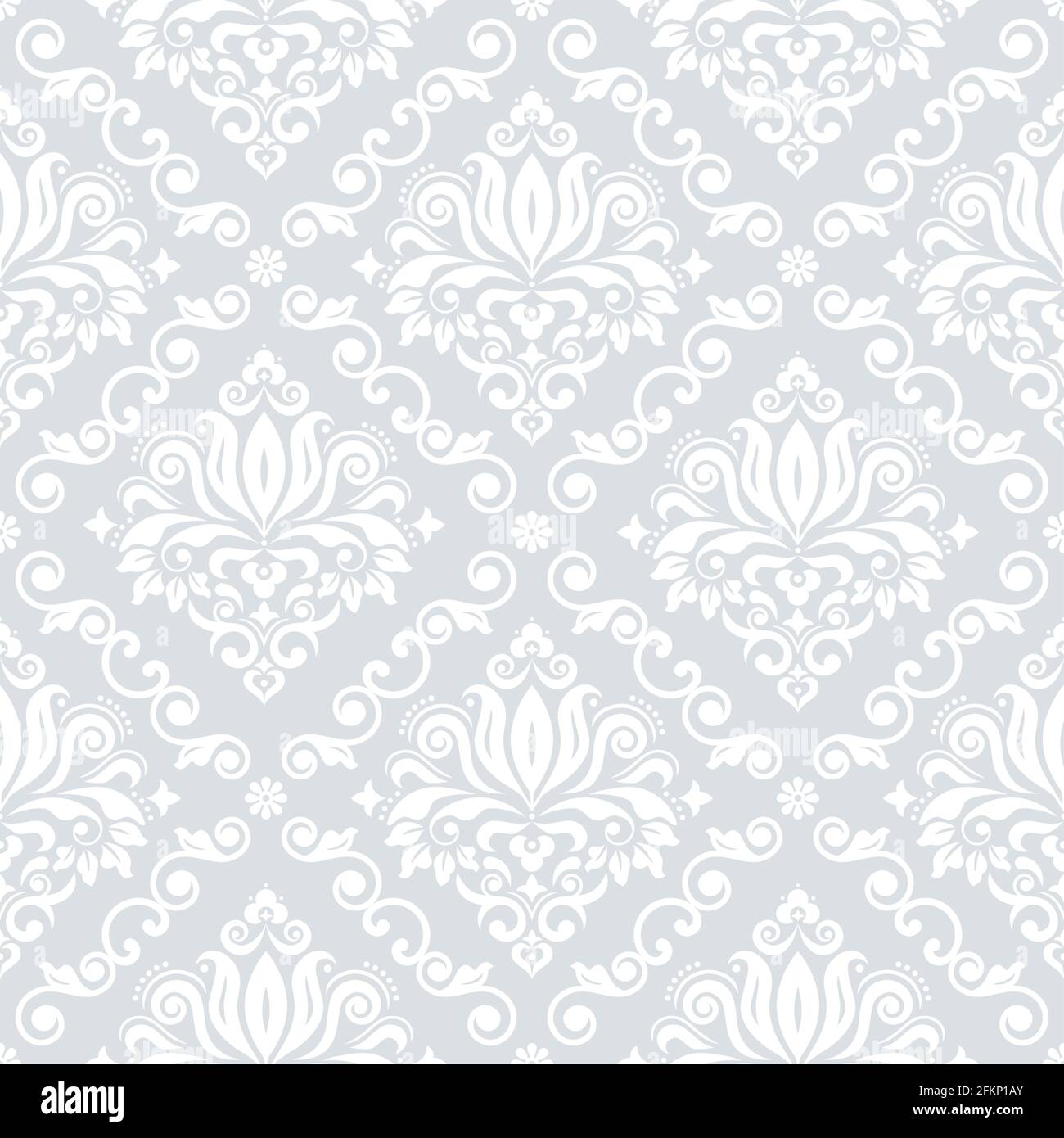 Luxury Damask wallpaper or fabric print pattern, retro textile vector  design, royal elegant decor is white on silver gray background Stock Vector  Image & Art - Alamy