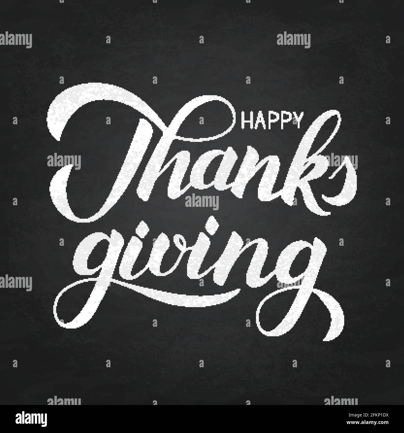 Happy Thanksgiving hand written with brush on chalkboard. Imitation of ...