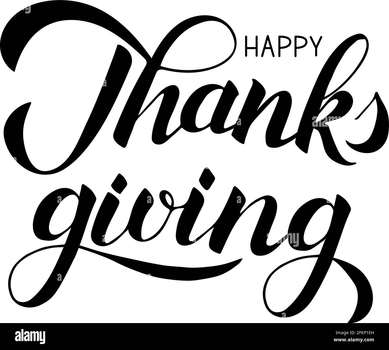Thanksgiving day vector illustration. Happy Thanks giving hand written with brush. Calligraphy lettering isolated on white. Easy to edit template for Stock Vector