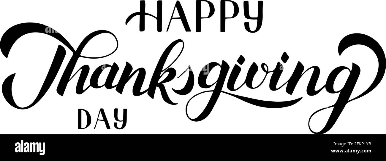 Happy Thanksgiving Day hand written with brush. Calligraphy lettering ...