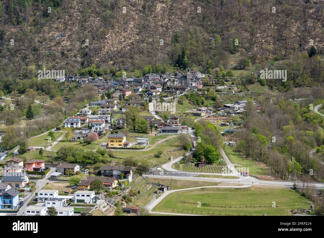 town of Gordevio in Valle Maggia, Ticino Stock Photo