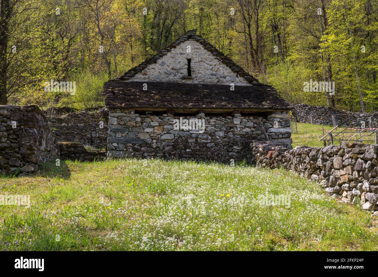 typical rustico stone house in Valle Maggia, Ticino Stock Photo