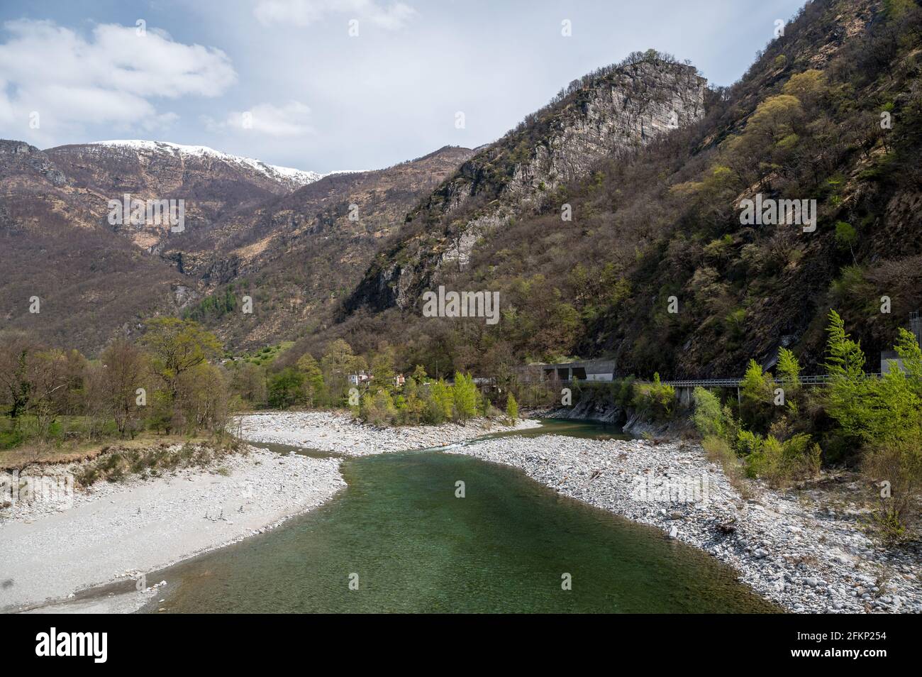 Maggia river in Maggia Valley, Ticino Stock Photo