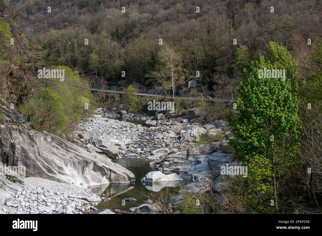 Canyon of Maggia River near Ponte Brolla, Ticino Stock Photo