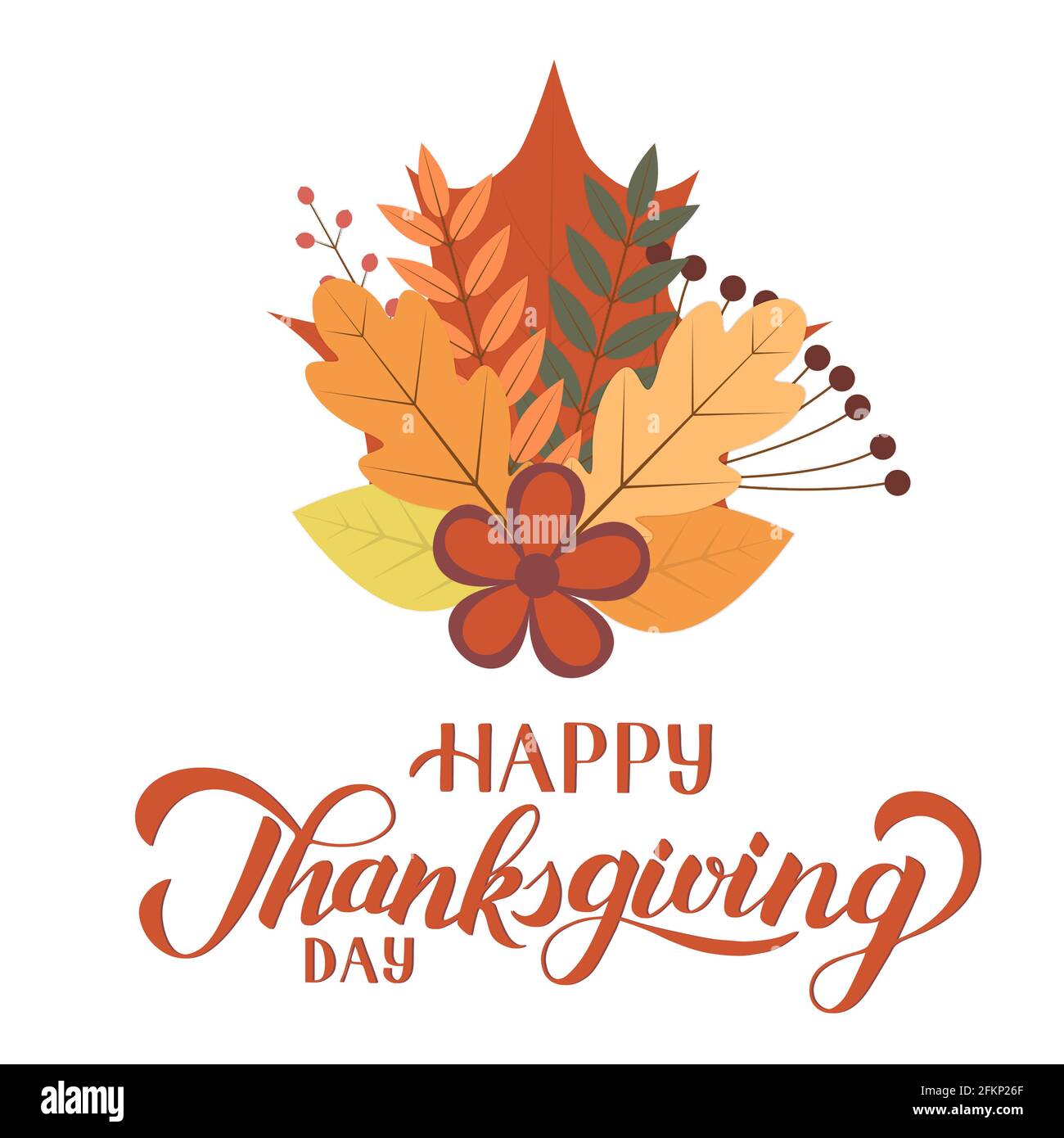 Happy Thanksgiving Day calligraphy brush lettering. Bunch with colorful ...
