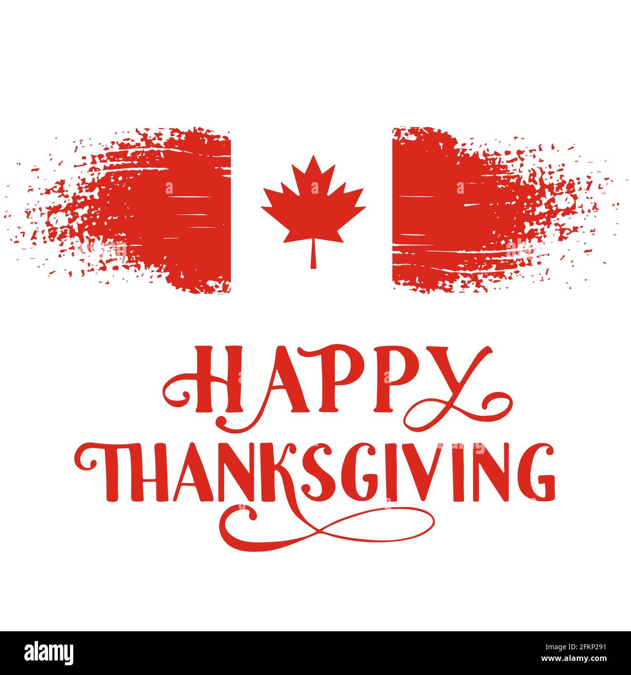 Happy Thanksgiving Day calligraphy hand lettering with Canadian flag