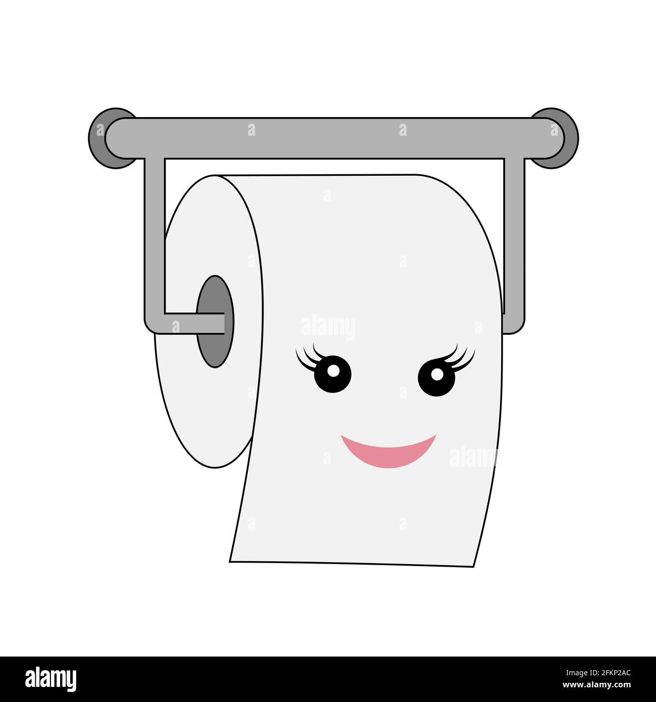 Cute cartoon smiling toilet paper roll isolated on white. Kawai character  flat icon. Vector illustration Stock Vector Image & Art - Alamy