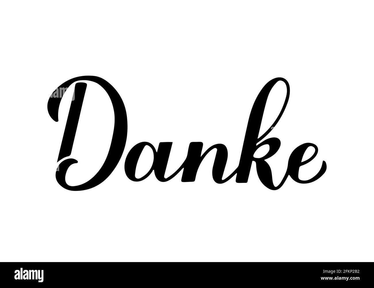 Thank you calligraphy hand lettering in German language isolated on white background. Vector template for wedding thank you card, tag, banner, poster, Stock Vector