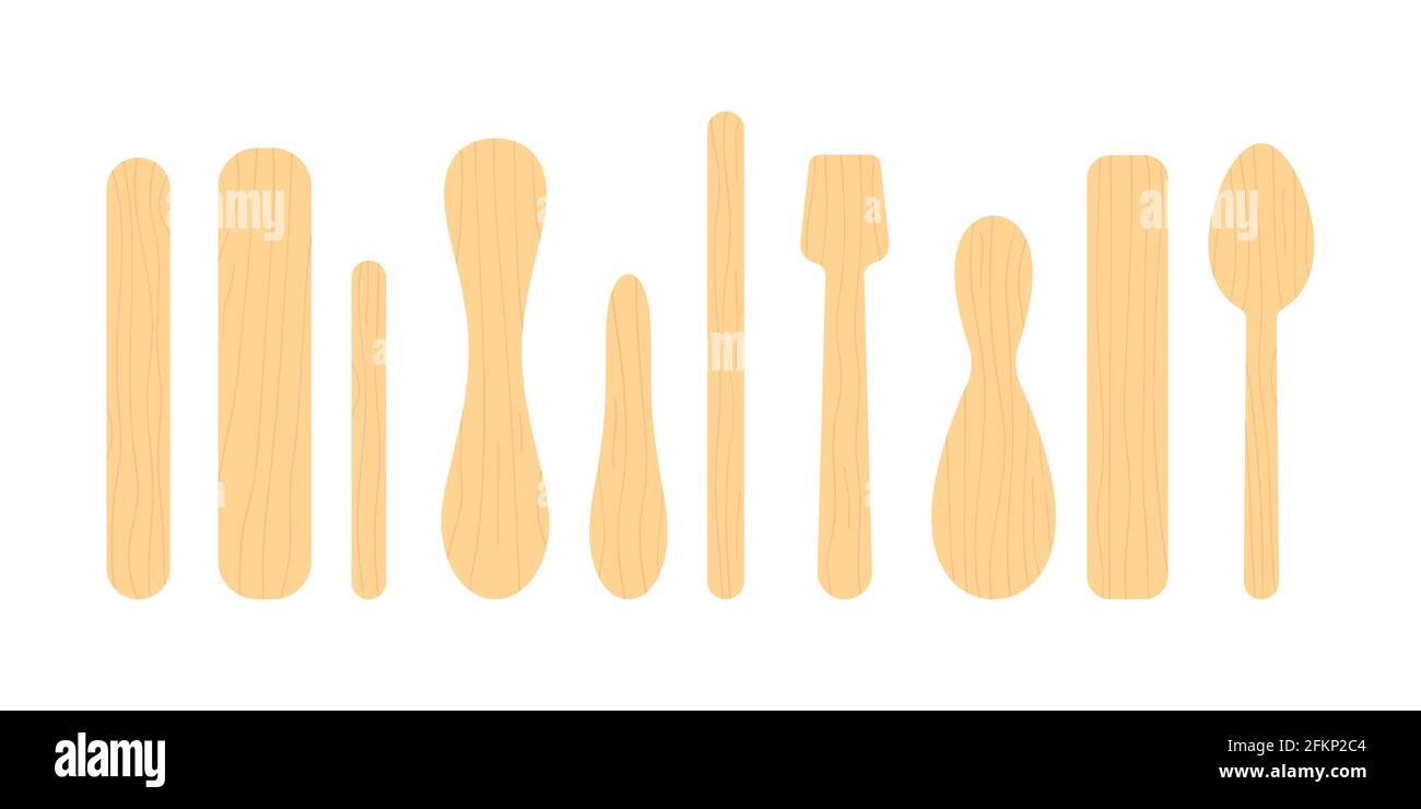 Popsicle stick for ice cream or medical tongue depressor set Stock