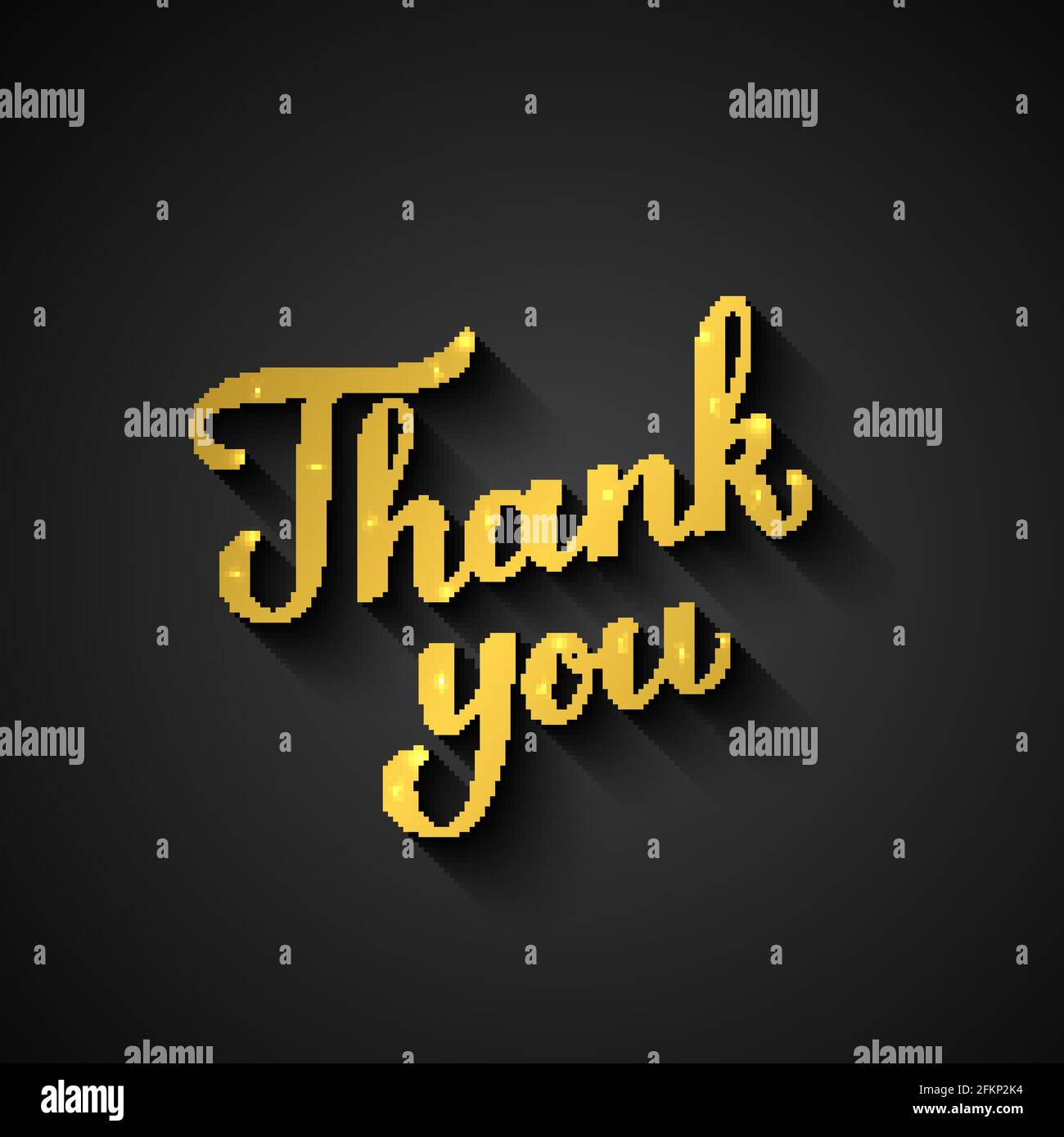 Thank you inscription. Gold lettering on black background. Vector