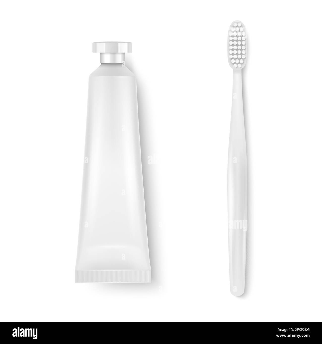 Vector 3d Realistic Plastic, Metal White Tooth Paste Tube and Tooth ...