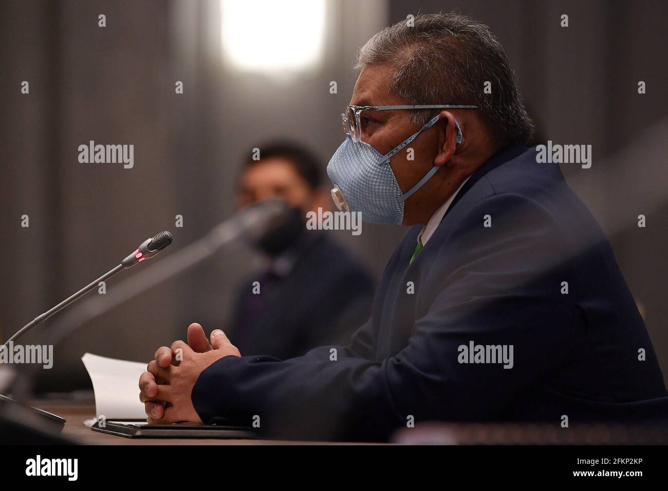 Brunei S Second Minister Of Foreign Affairs Erywan Yusof Wearing A Face Mask Speaks With U S Secretary Of State Antony Blinken No Pictured During A Bilateral Meeting As Part Of The G7 Foreign