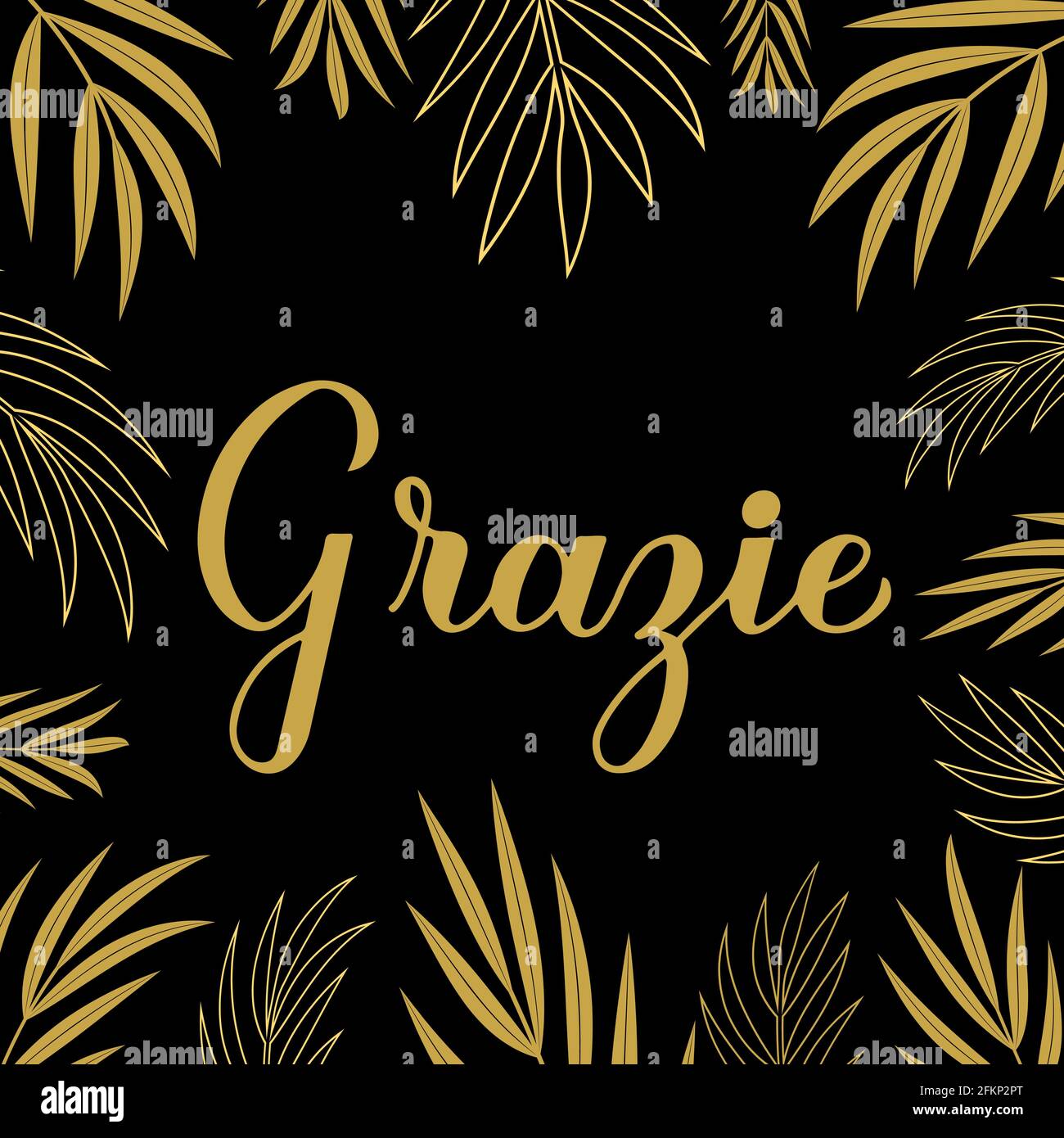 Thank you card. Calligraphy hand lettering in Italian language. Vector