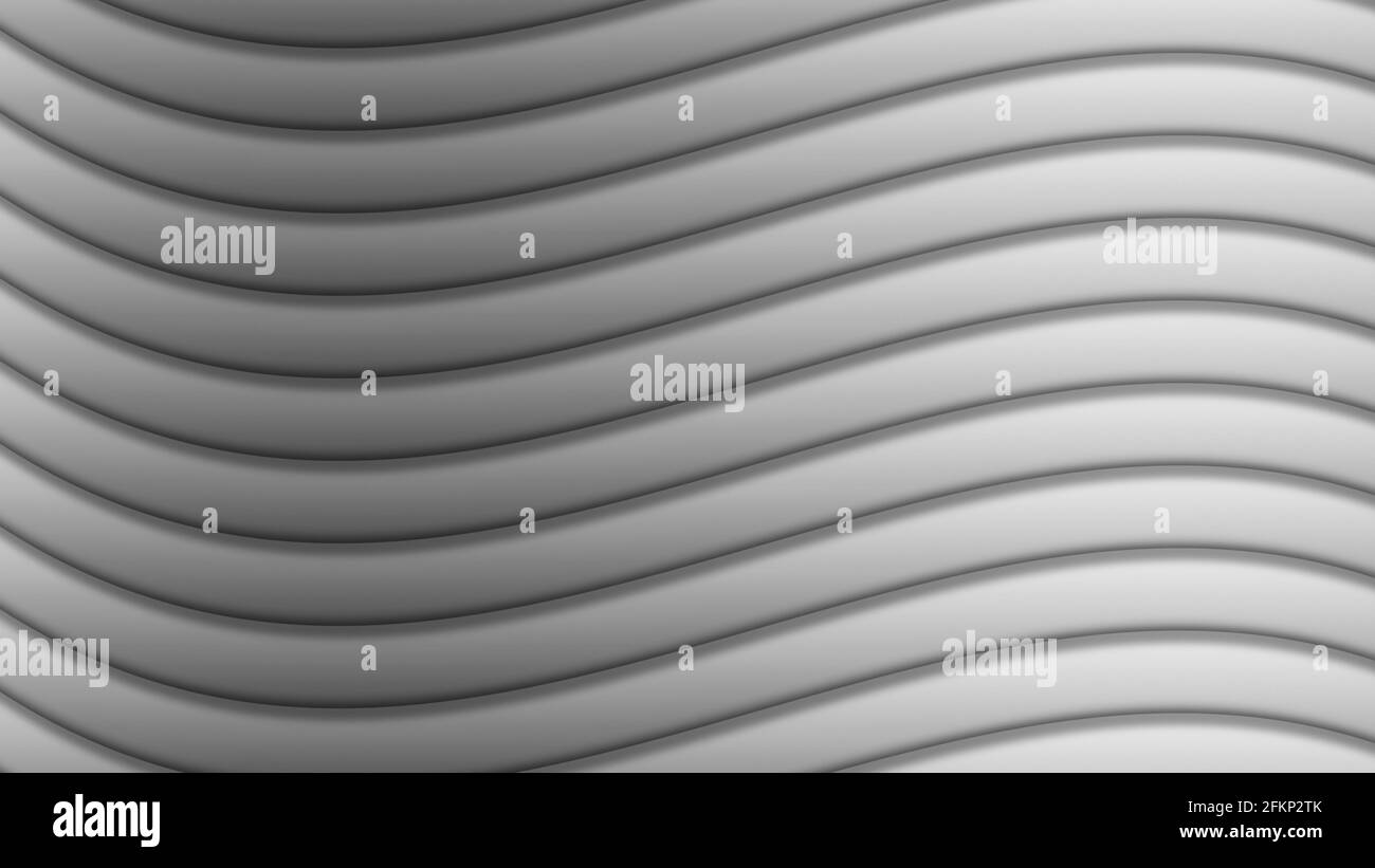 Abstract wavy background with parallel waves and grey monochrome gradient colors Stock Photo