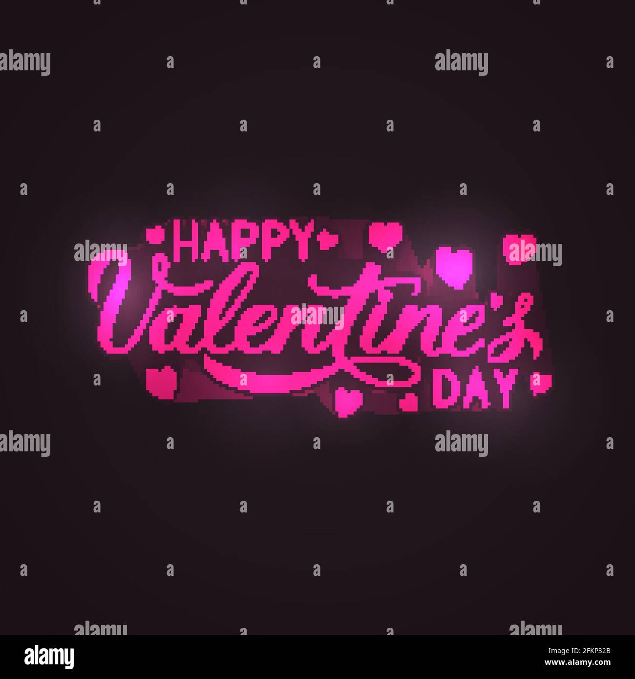 Happy Valentines Day calligraphy lettering with neon effect on black ...