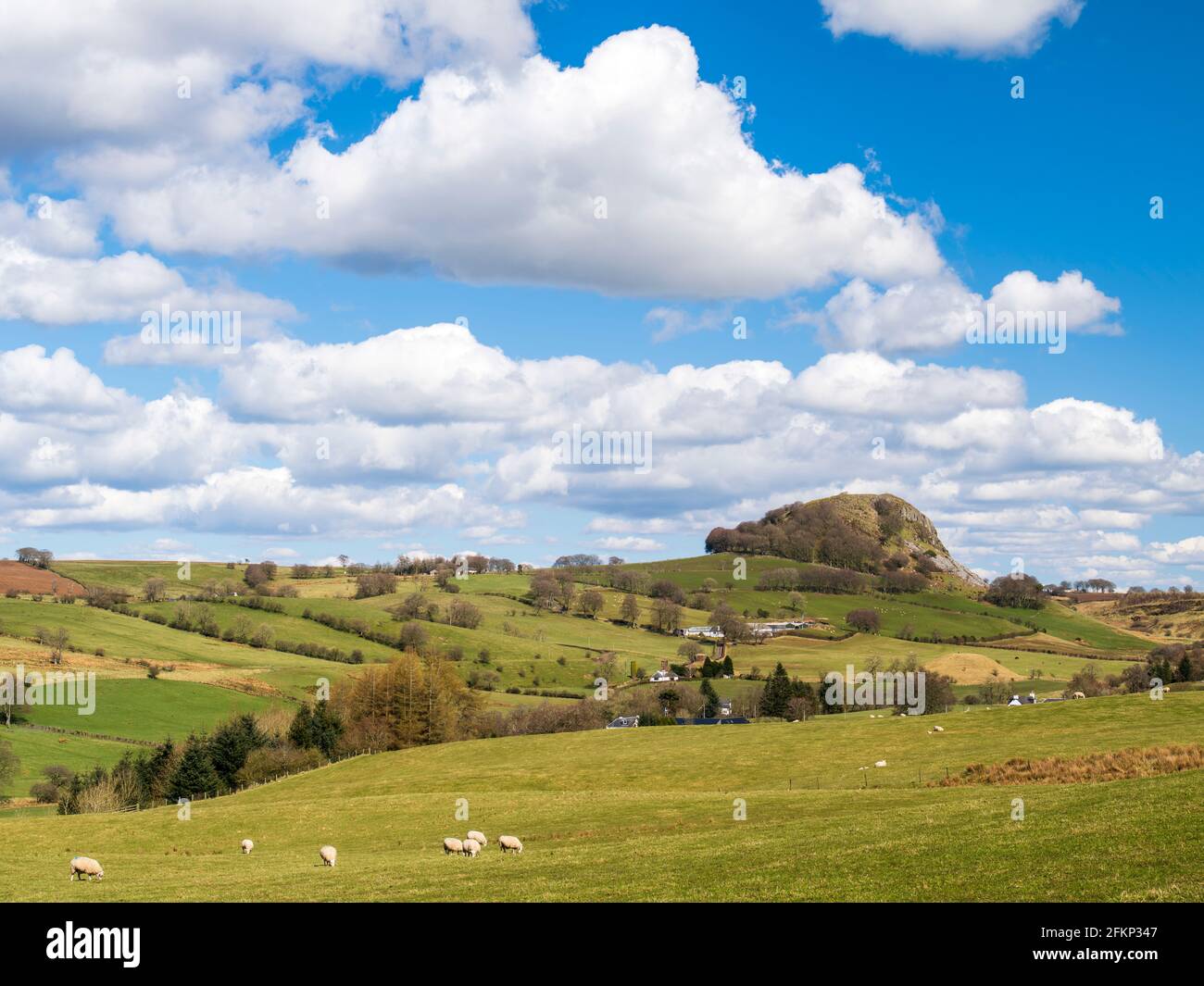 A view of Loudoun Hill at the head of the Irvine Valley near Darvel, East Ayrshire, Scotland. Stock Photo