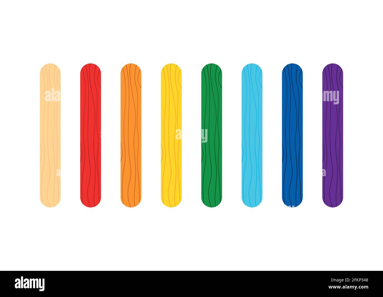 Color popsicle stick for game or ice cream set. Stock Vector