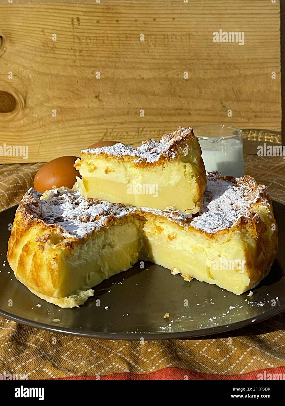 Magic cake with vanilla Stock Photo