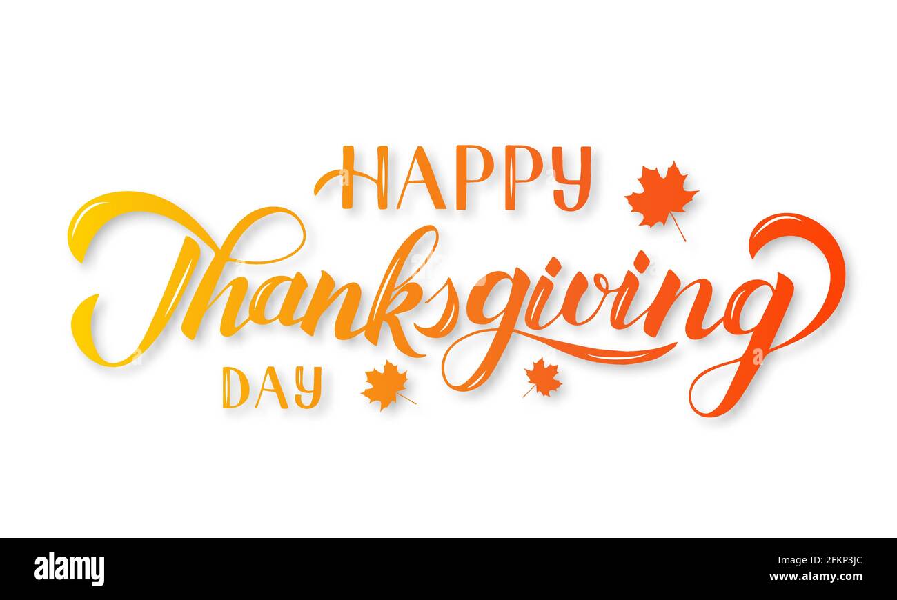 Happy Thanksgiving Day hand written with brush. Calligraphy lettering ...