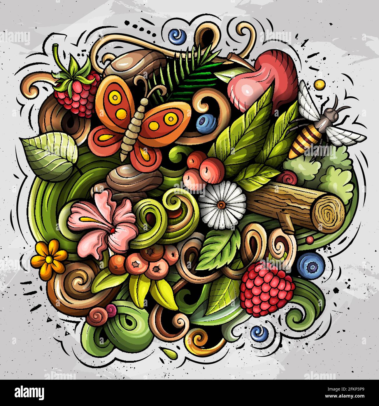 Summer nature vector doodles illustration Stock Vector Image & Art - Alamy